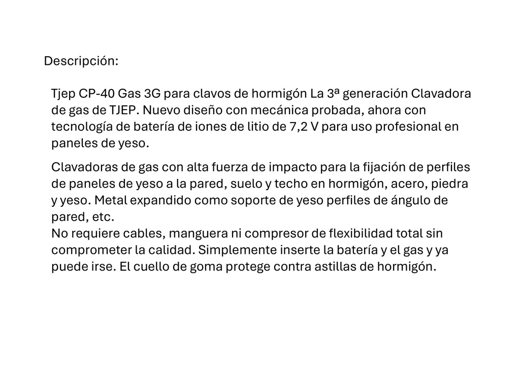 CLAVADORA GAS TJEP CP-40 GAS 3G
