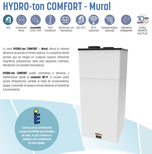 AEROTERMIA ACS HYDRO-ton COMFORT MURAL MONOBLOCK MITSUBISHI HEAVY MODELO COM 130 PLUS