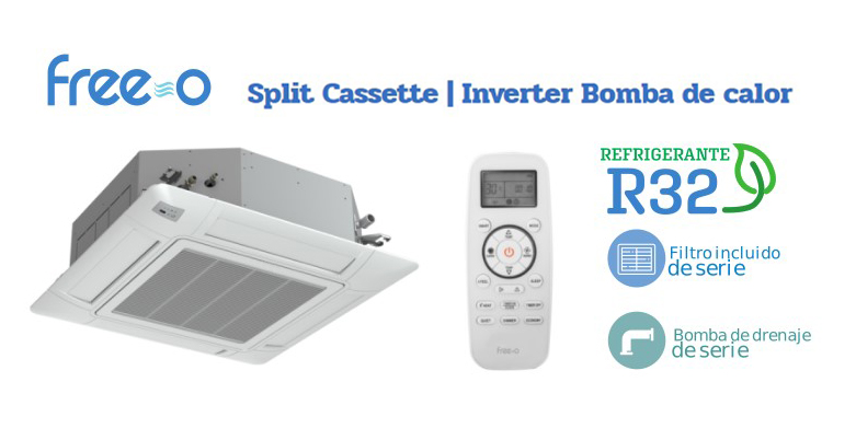 UDS. CONJUNTO 1X1 SPLIT CASSETTE FREE-O CST-25W (2,8 kW Frio - 3,1 kW Calor).