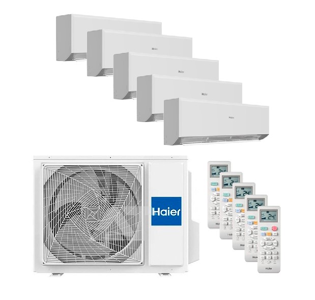 CONJUNTO 5X1 SPLIT PARED HAIER GEOS 35 + 25 + 25 + 25 + 25 R Plus Wifi 3,5kW + 2,5kW + 2,5kW + 2,5Kw + 2,5kW (SALON Y 4 HABITACIONES)